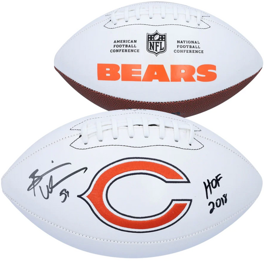 Brian Urlacher Signed Chicago Bears White Panel Football with "HOF 2018" Inscription (Fanatics)