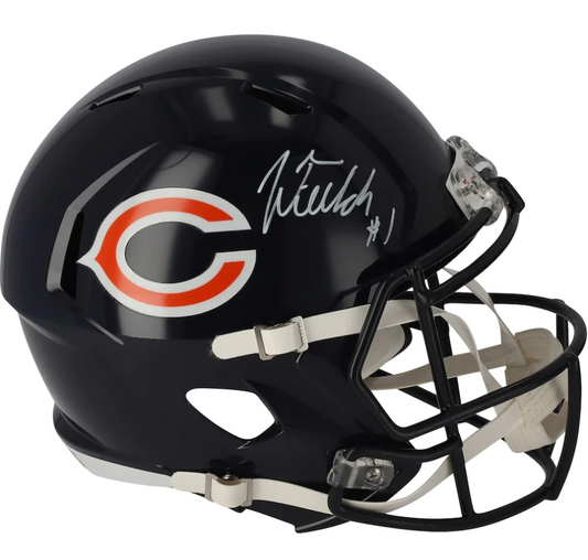 Justin Fields Signed Chicago Bears Riddell Speed Replica Helmet (Fanatics)