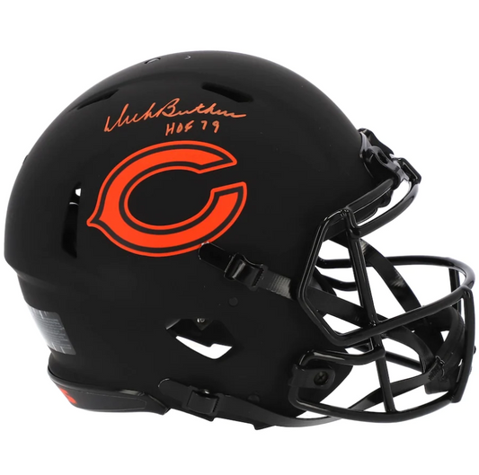 Dick Butkus Chicago Bears Signed Riddell Speed Eclipse Alternate Speed Authentic Helmet with "HOF 79" Inscription (Fanatics)