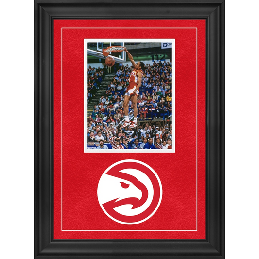 Spud Webb Signed Atlanta Hawks  Deluxe Framed 8" x 10" Dunk Contest Photograph (Fanatics)