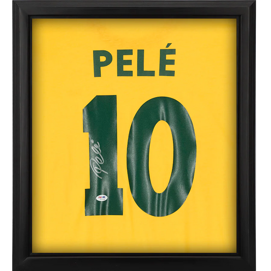 Pele Brazil Signed National Team  Yellow Jersey Shadowbox (Fanatics)