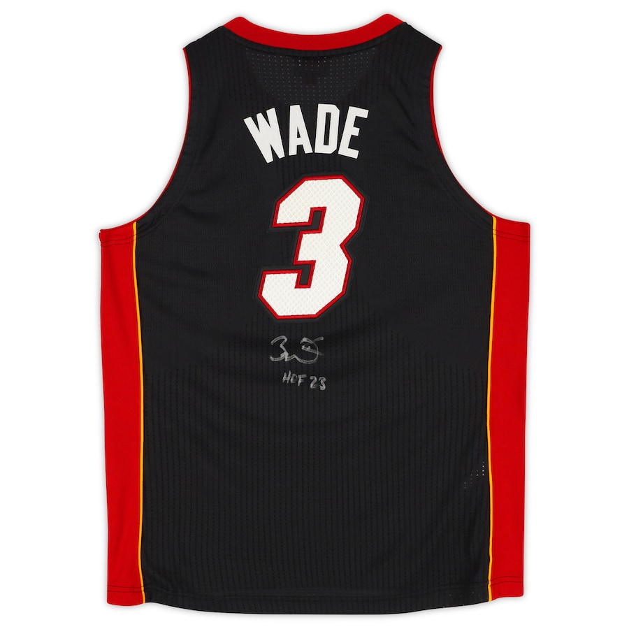 Dwyane Wade Signed Miami Heat  Black Mitchell & Ness 2012-2013 Authentic Jersey with Patches with "HOF 23" Inscription (Fanatics)