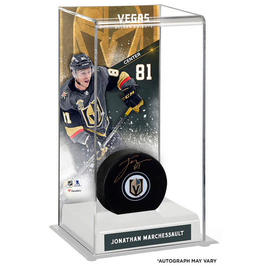 Jonathan Marchessault Signed Vegas Golden Knights  with Deluxe Tall Hockey Puck Case (Fanatics)