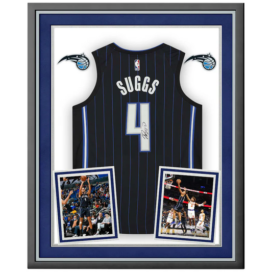 Jalen Suggs  Signed Orlando Magic  Deluxe Framed Nike Black Icons Swingman Jersey (Fanatics)