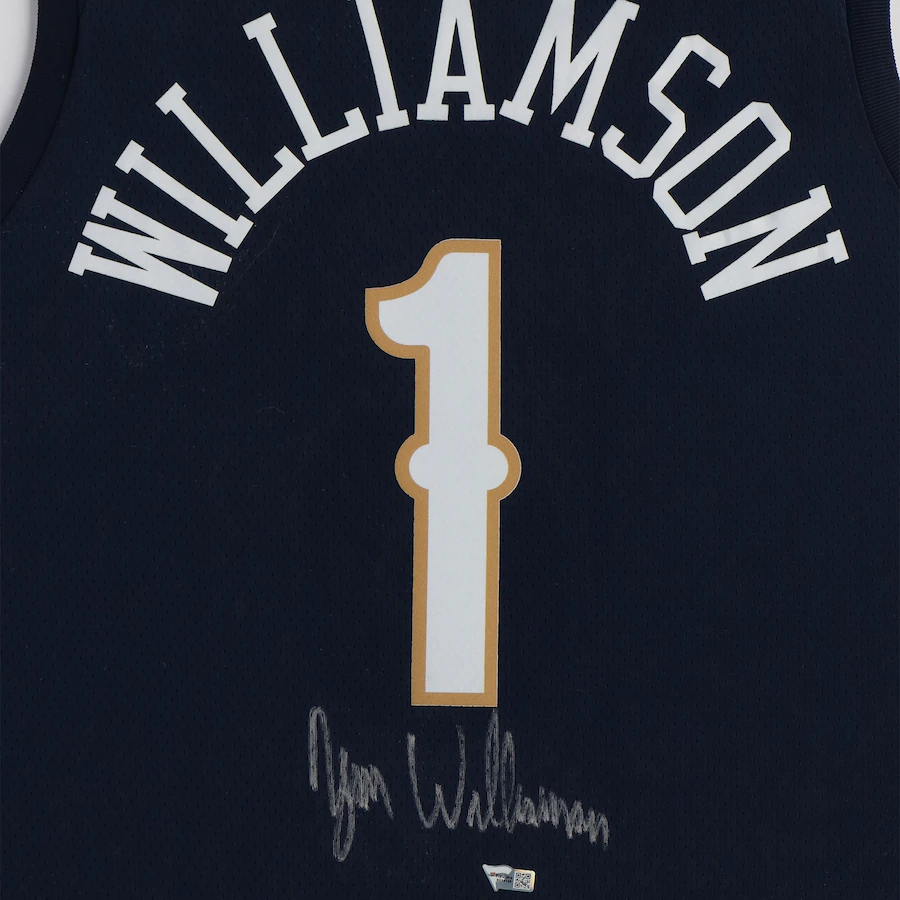 Zion Williamson Signed New Orleans Pelicans  Framed Navy Nike Swingman Jersey with Sublimated Plate (Fanatics)