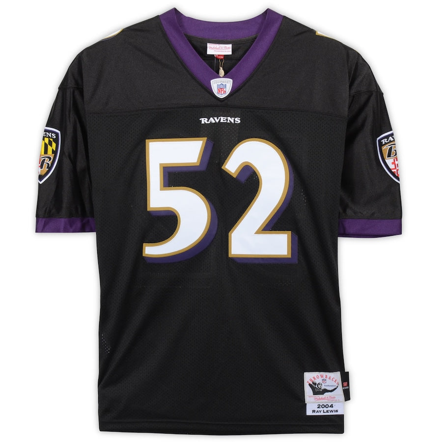 Ray Lewis Signed Baltimore Ravens Black Mitchell & Ness Authentic Jersey with "HOF 18" Inscription (Fanatics)