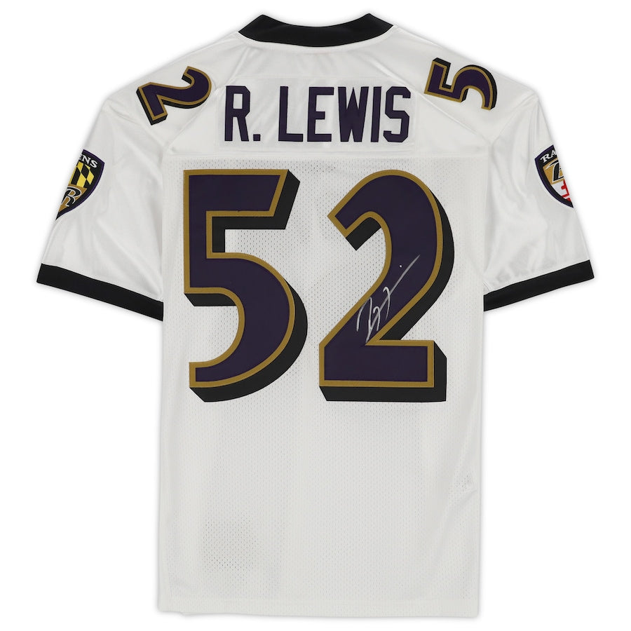 Ray Lewis Signed Baltimore Ravens Super Bowl XXXV White Mitchell & Ness Authentic Jersey (Fanatics)