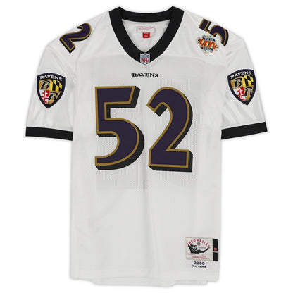 Ray Lewis Signed Baltimore Ravens Super Bowl XXXV White Mitchell & Ness Authentic Jersey (Fanatics)