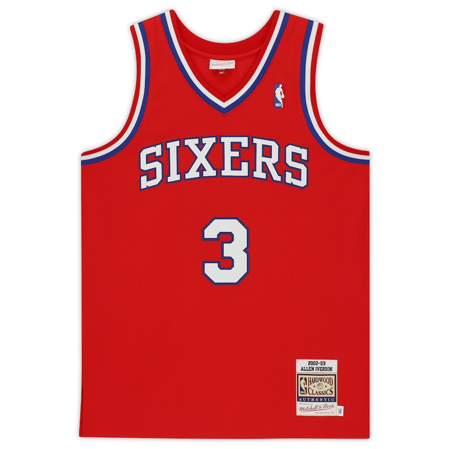 Allen Iverson  Signed Red Philadelphia 76ers  2002-03 Mitchell & Ness Authentic Jersey (Fanatics)