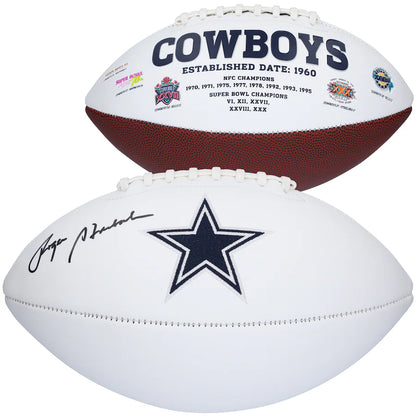 Roger Staubach Signed Dallas Cowboys White Panel Football (Fanatics)