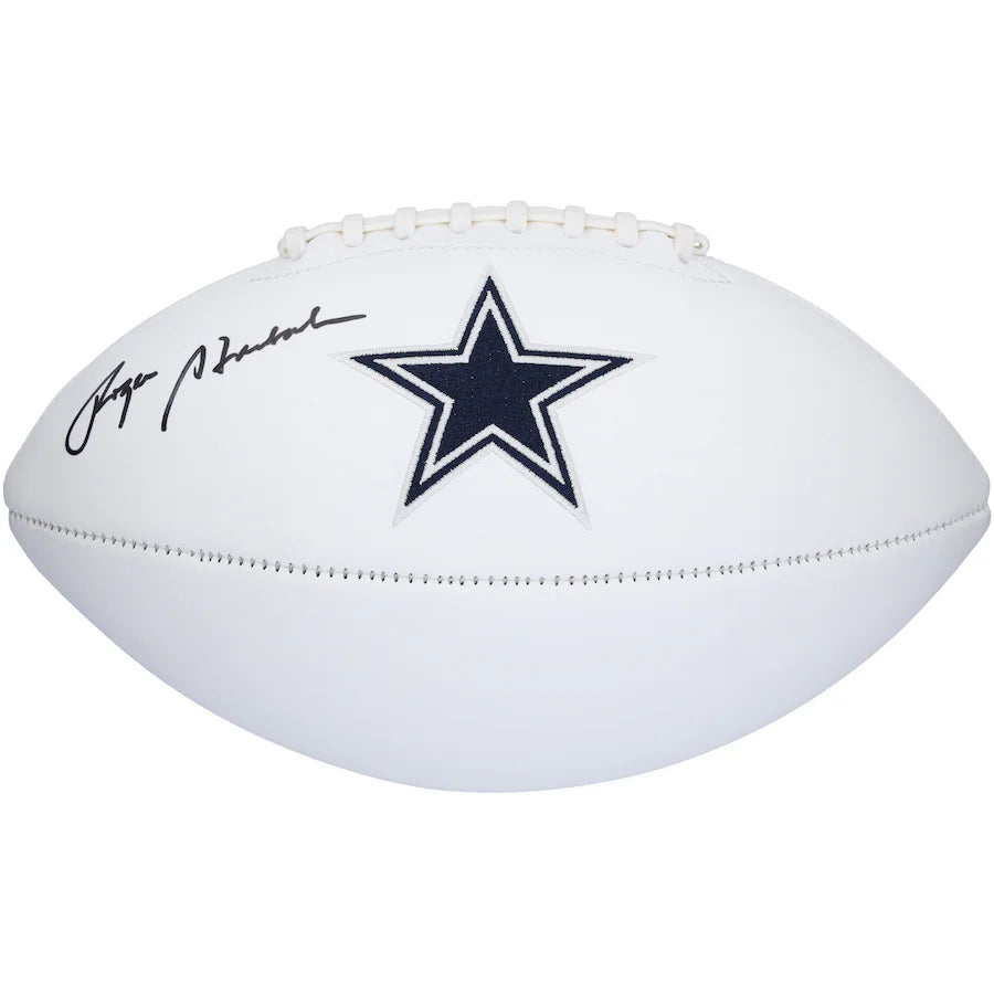 Roger Staubach Signed Dallas Cowboys White Panel Football (Fanatics)