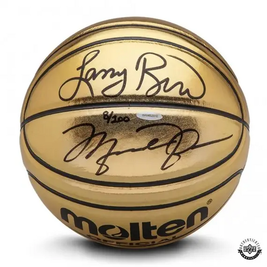 Michael Jordan & Larry Bird Signed Molten Gold Trophy Basketball LE/100 (Upper Deck)