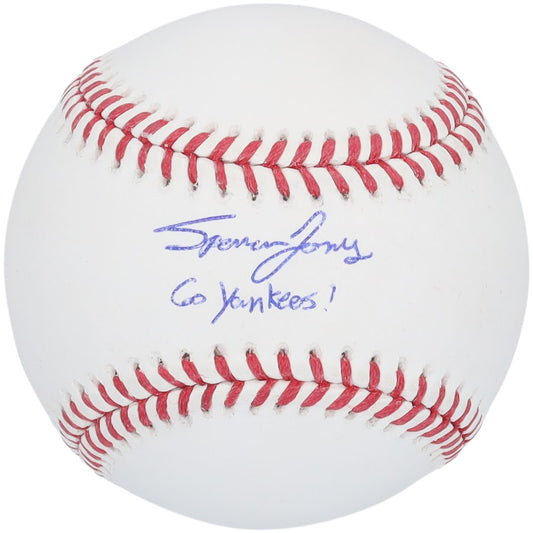 Spencer Jones Signed Official MLB Baseball with "Go Yankees" Inscription - New York Yankees (Fanatics)