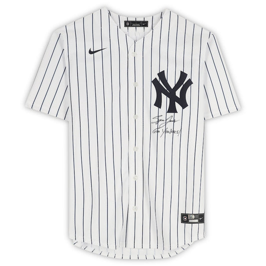Spencer Jones Signed New York Yankees Nike Replica Jersey with "Go Yankees" Inscription - Signed on Front (Fanatics)