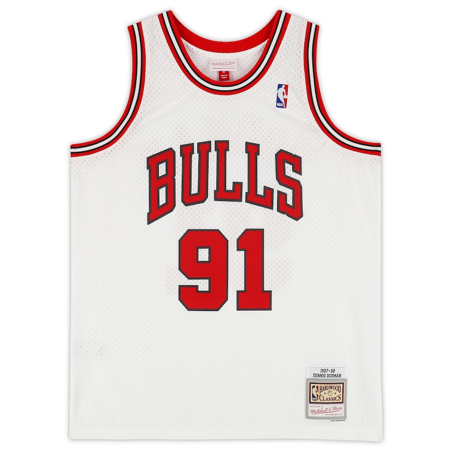 Dennis Rodman Signed Chicago Bulls  White Mitchell & Ness 1997-1998 Swingman Jersey (Fanatics)
