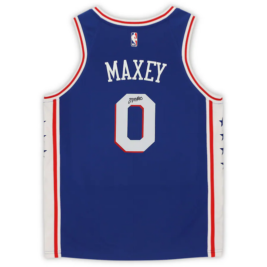 Tyrese Maxey Signed Philadelphia 76ers  Blue Icon Nike Swingman Jersey (Fanatics)