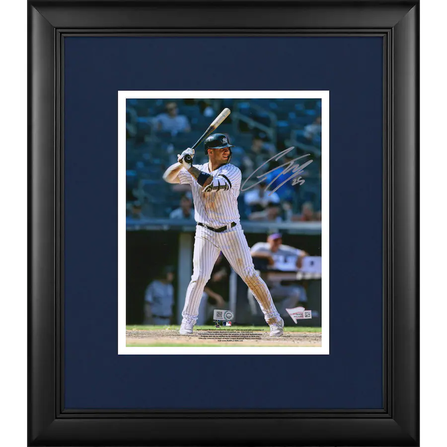 Gleyber Torres Signed New York Yankees Framed  8" x 10" Hitting Photograph with Suede Matting (Fanatics)