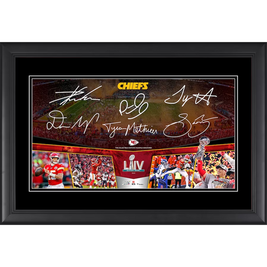 Kansas City Chiefs Framed 10" x 18" Super Bowl LIV Champions Road to the Super Bowl Panoramic Collage with Facsimile Signatures (Fanatics)