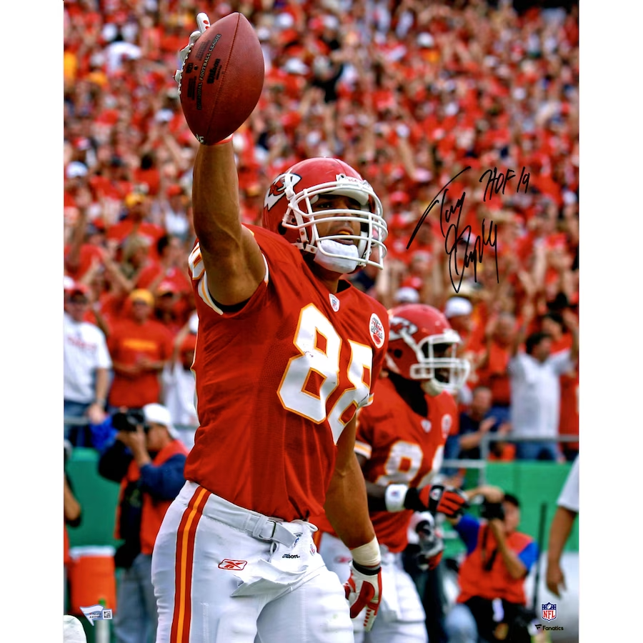 Tony Gonzalez Kansas City Chiefs Autographed 16" x 20" Photograph with "HOF 19" Inscription (Fanatics)