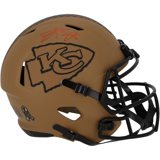 Travis Kelce Kansas City Chiefs Autographed Riddell 2023 Salute to Service Speed Replica Helmet (Fanatics)