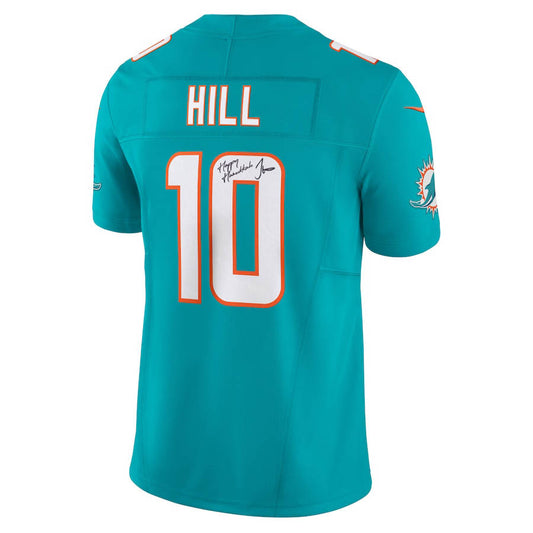 "Happy Hanukkah From Tyreek Hill" Signed Miami Dolphins Aqua Nike Vapor F.U.S.E. Jersey (Beckett)