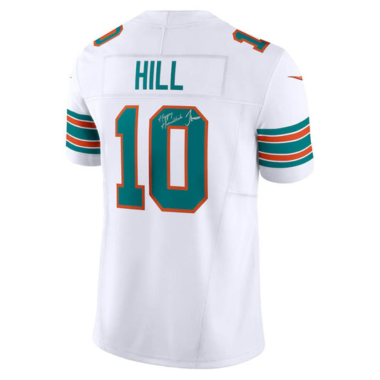 "Happy Hanukkah From Tyreek Hill" Signed Miami Dolphins White Nike Vapor F.U.S.E. Jersey (Beckett)