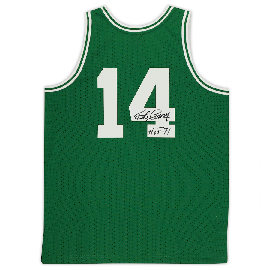 Bob Cousy Signed Green Boston Celtics  Mitchell & Ness Swingman Jersey with "HOF 71" Inscription (Fanatics)