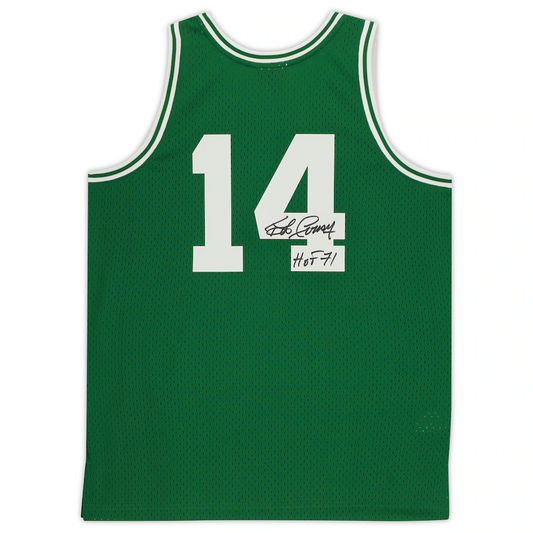 Bob Cousy Signed Green Boston Celtics  Mitchell & Ness Swingman Jersey with "HOF 71" Inscription (Fanatics)