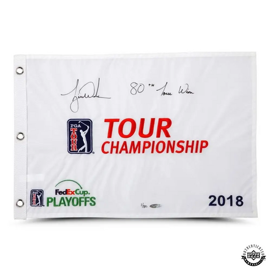 Tiger Woods Signed 2018 Tour Championship Pin Flag "80th Tour Win" Inscription LE/80 (Upper Deck)