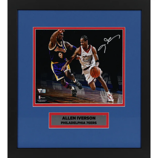 Allen Iverson Signed Philadelphia 76ers Framed  8" x 10" vs. Kobe Photograph with Nameplate  (Fanatics)
