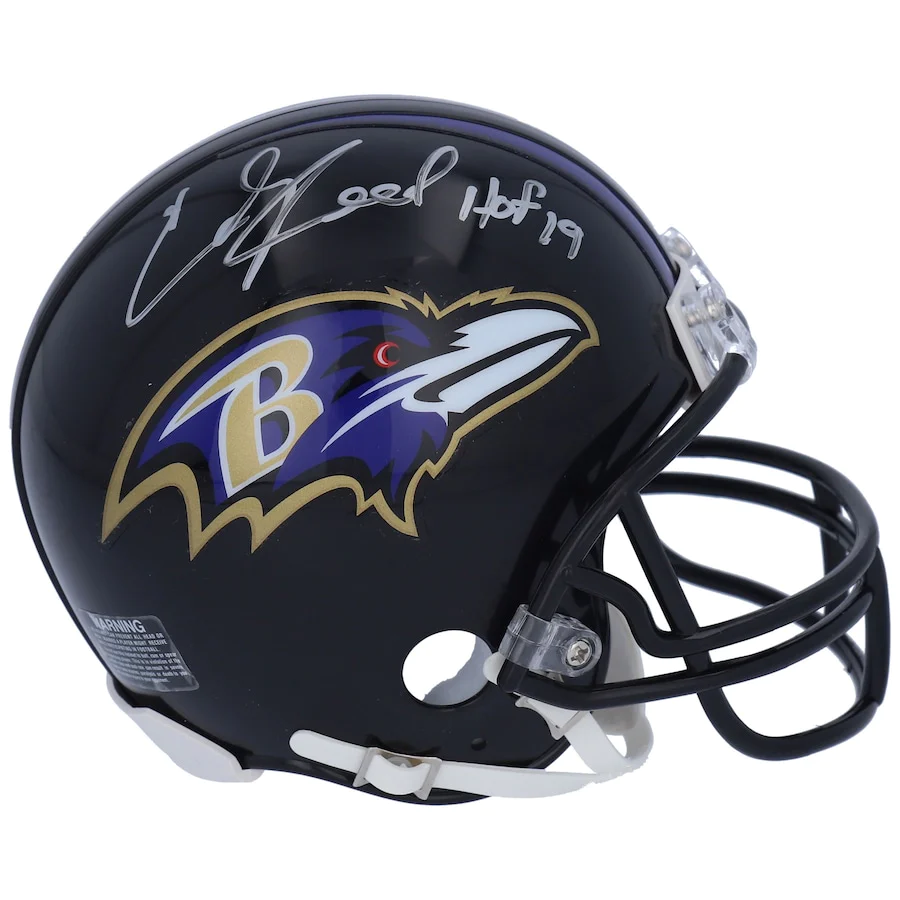 Ed Reed Signed Baltimore Ravens Riddell VSR4 Mini Helmet with "HOF 19" Inscription (Fanatics)