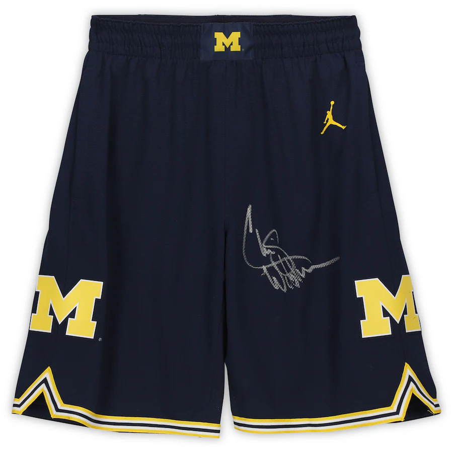 Chris Webber Michigan Wolverines Signed Jordan Brand Navy Replica Basketball Shorts(Fanatics)