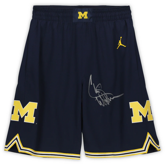 Chris Webber Michigan Wolverines Signed Jordan Brand Navy Replica Basketball Shorts(Fanatics)