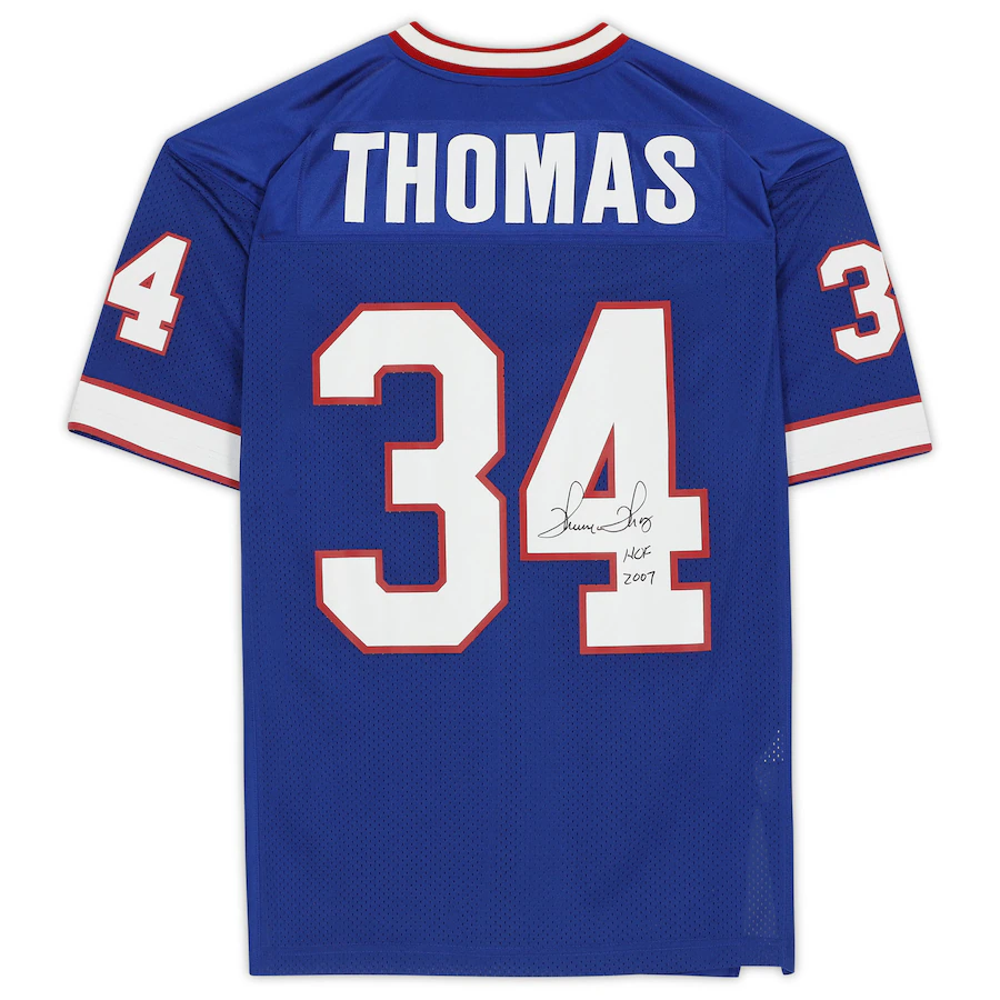 Thurman Thomas Signed Buffalo Bills Blue Mitchell & Ness Authentic Jersey with "HOF 2007" Inscription (Fanatics)