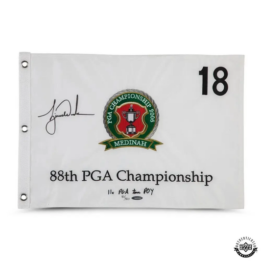 Tiger Woods Signed 2006 PGA Championship Pin Flag "11X PGA Tour POY" Embroidered LE/500 (Upper Deck)