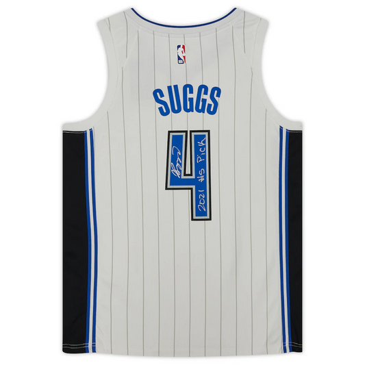 Jalen Suggs Signed Orlando Magic Nike White Association Swingman Jersey with "2021 #5 Draft Pick" Inscription (Fanatics)