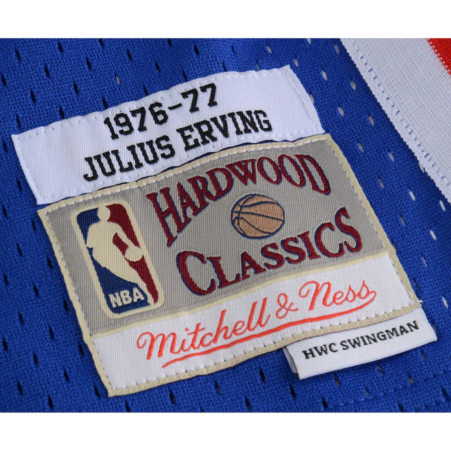 Julius Erving Signed Philadelphia 76ers  Blue Mitchell & Ness 1982-83 Hardwood Classics Swingman Jersey with "HOF '93" Inscription (Fanatics)