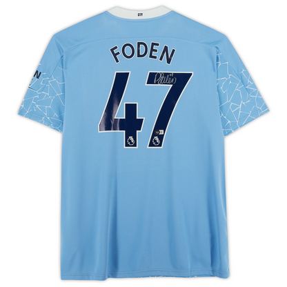 Phil Foden Signed Manchester City 2020-21 Puma Blue Jersey (Fanatics)