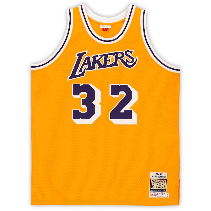 Magic Johnson  Signed Los Angeles Lakers Gold Mitchell and Ness Authentic Jersey (Fanatics)