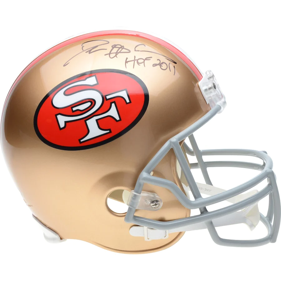 Deion Sanders Signed San Francisco 49ers Riddell Full-Size Replica Helmet with "HOF 2011" Inscription (Fanatics)