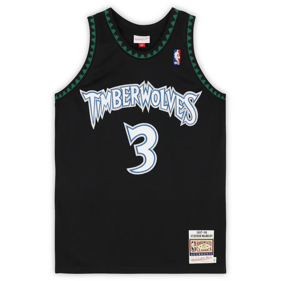 Stephon Marbury Signed Minnesota Timberwolves  Black Mitchell & Ness 1997-1998 Authentic Jersey (Fanatics)