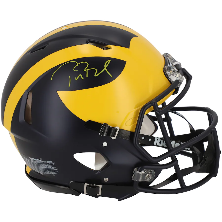 Tom Brady Michigan Wolverines Signed Riddell Speed Pro-Line Helmet(Fanatics)