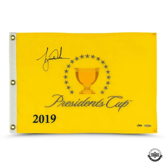 Tiger Woods Signed 2019 Presidents Cup Pin Flag LE/500 (Upper Deck)