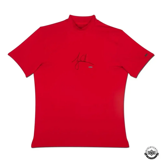 Tiger Woods Signed Nike Red Vapor Mock Turtleneck Golf Shirt (Upper Deck)