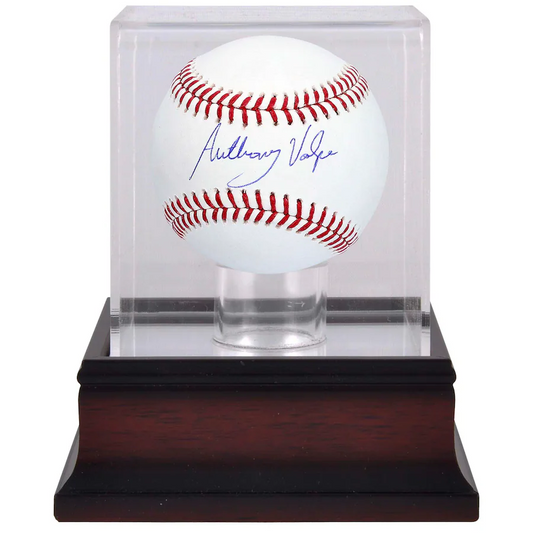 Anthony Volpe Signed New York Yankees  Baseball & Mahogany Baseball Display Case (Fanatics)