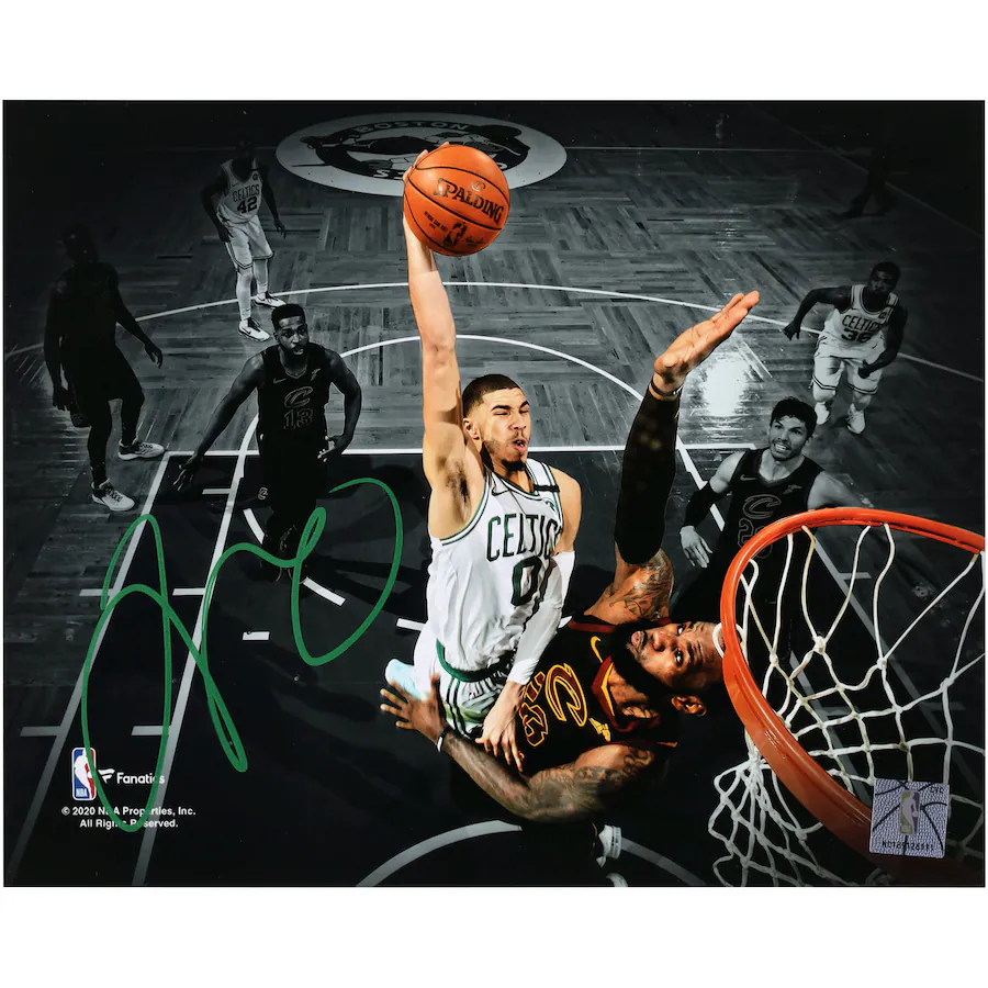 Boston Celtics Signed Jayson Tatum 8" x 10" Horizontal Spotlight Dunk Versus Lebron Photograph (Fanatics)