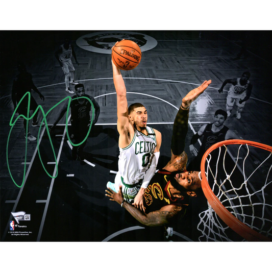 Jayson Tatum Signed Boston Celtics  11'' x 14'' Dunking Spotlight Photograph (Fanatics)