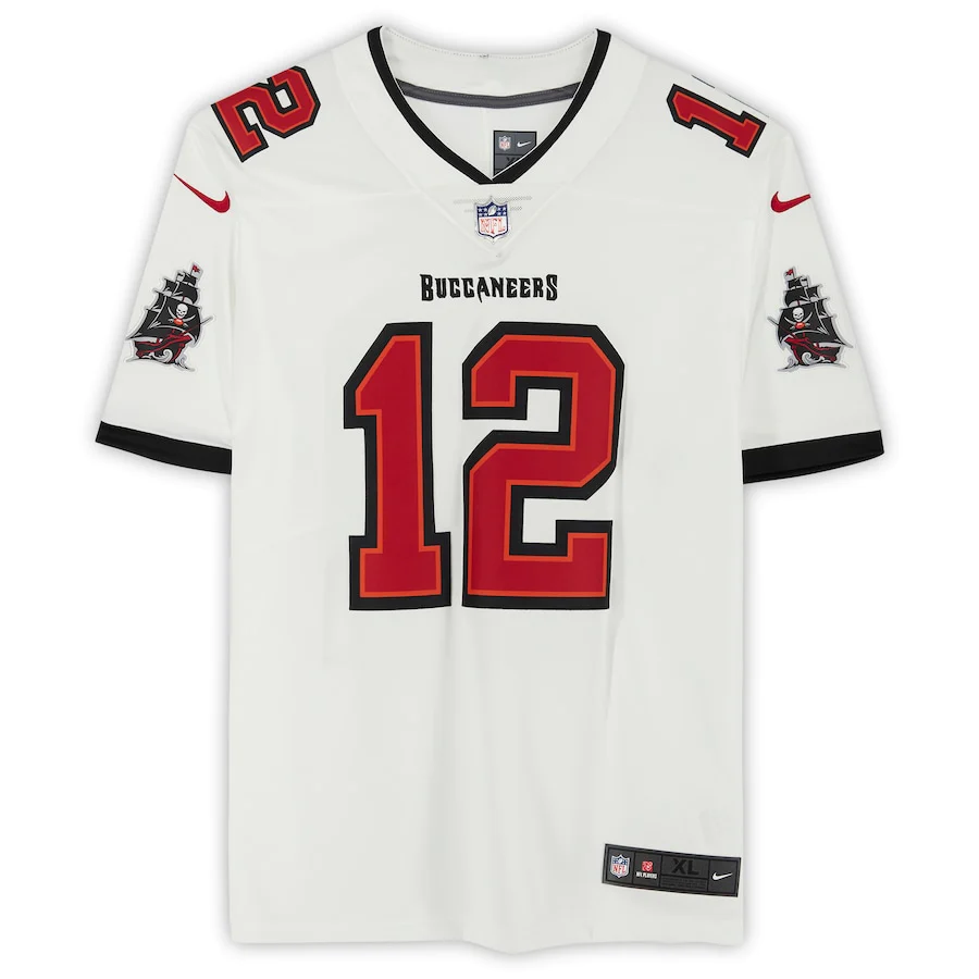 Tom Brady Signed Tampa Bay Buccaneers White Nike Limited Jersey with "SB LV MVP" Inscription (Fanatics)