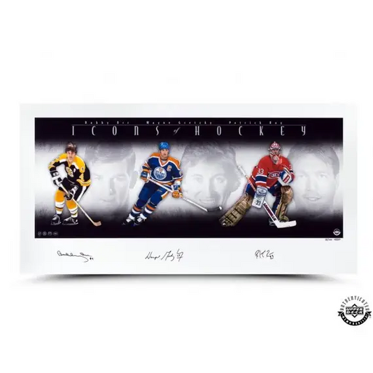 Icons Of Hockey Platinum Signed by Wayne Gretzky, Bobby Orr, Patrick Roy LE/100 (Upper Deck)