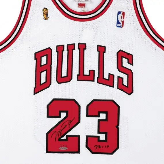 Michael Jordan Signed & Inscribed 1995-96 White Chicago Bulls Authentic Mitchell & Ness Jersey (Upper Deck)